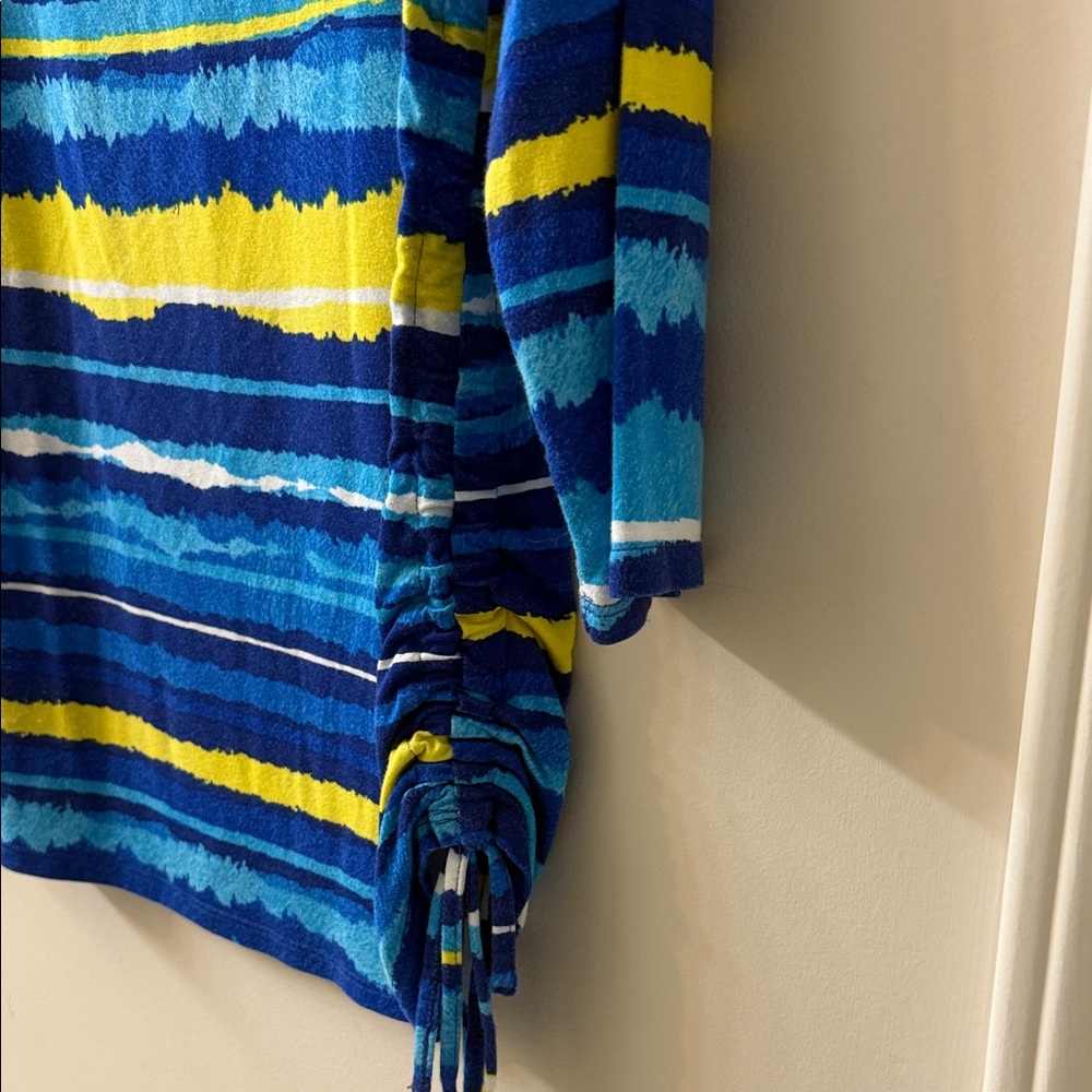 Ruby Rd. Blue and Yellow Striped Top - Picture 2 of 5